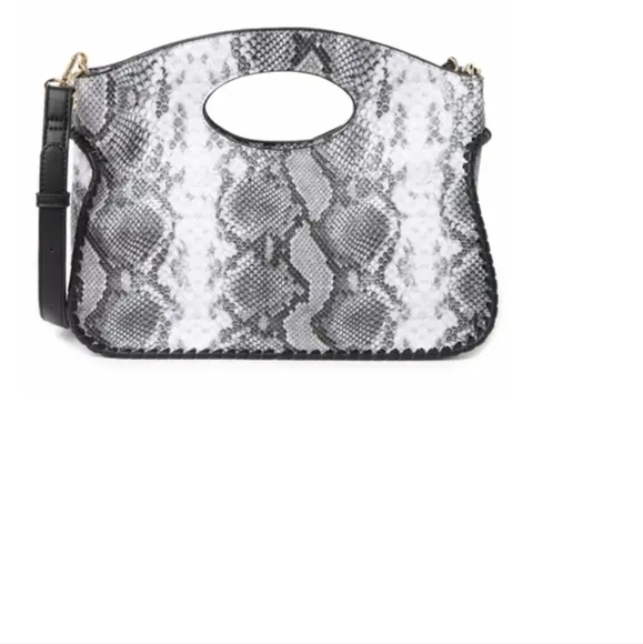 Snake embossed faux leather shell Crossbody Bag - Picture 1 of 8